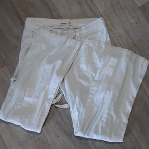 Womens Linen Slacks tie string waist pants sz 6 OLD NAVY